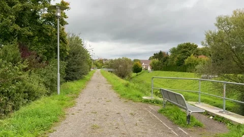 Empty Pathway on Cloudy Day Stock Footage 318849488