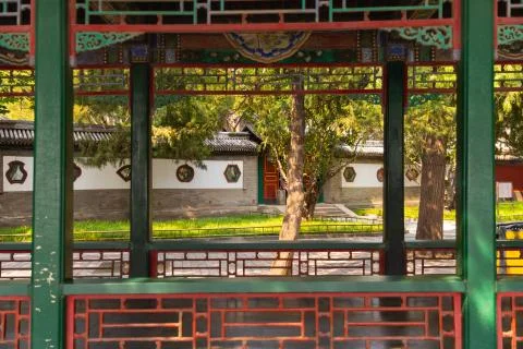 Empty pathway in Summer Palace, Beijing, China on a hot summer day Stock Photos