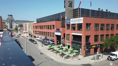 Empty patio in a market setting 4K Stock Footage 135167074