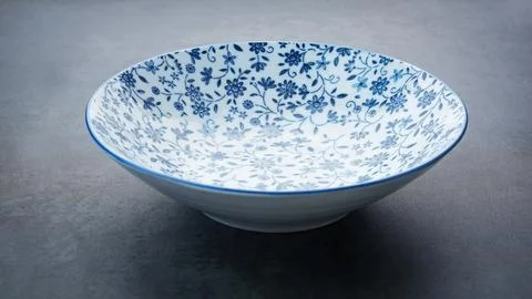 Empty patterned ramen bowl, Asian traditional tableware Stock Photos