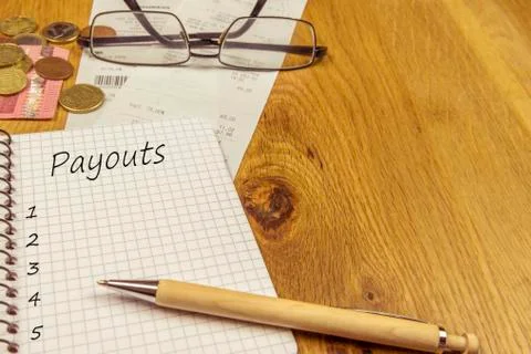 Empty payouts list on a notebook page Stock Photos