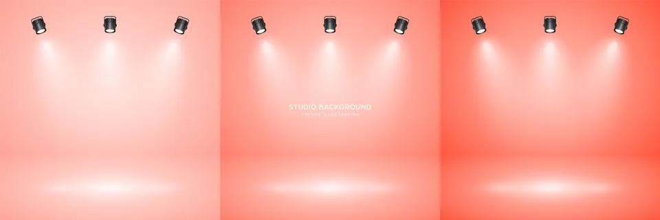 Empty peach studio abstract backgrounds with spotlight effect. Product showcase Stock Illustration