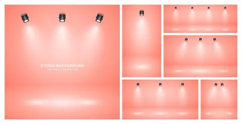 Empty peach studio abstract backgrounds with spotlights. Product showcase 스톡 일러스트