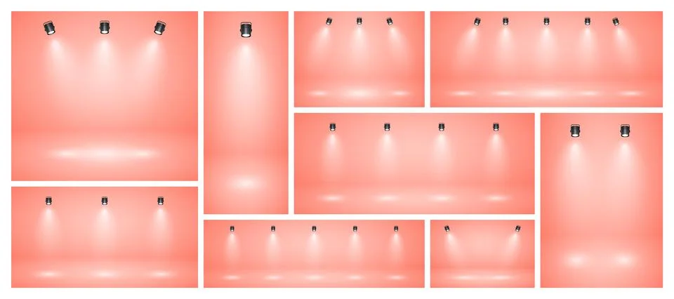 Empty peach studio abstract backgrounds with spotlights. Product showcase 스톡 일러스트