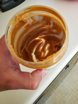 Empty peanut butter jar. Stock Photos