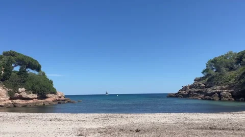 Empty pebble beach in Spain Stock Footage 281086922