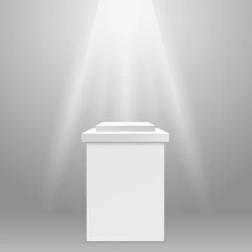 Empty pedestal - square exhibit podium in spotlight ray Stock Illustration