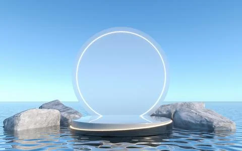 Empty pedestal on water Stock Illustration