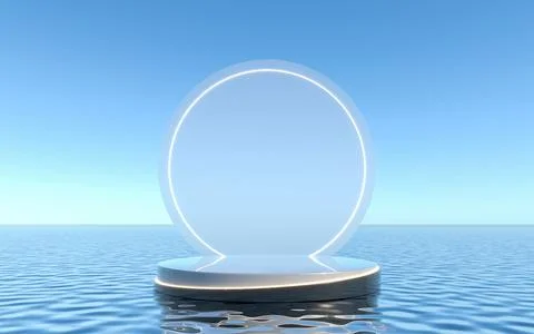 Empty pedestal on water Stock Illustration
