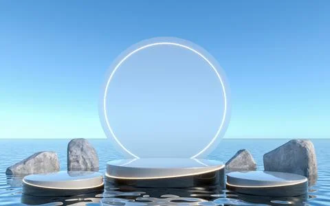 Empty pedestal on water Stock Illustration