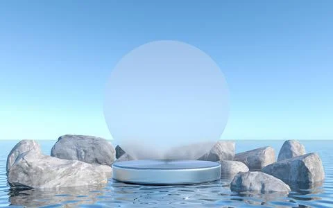 Empty pedestal on water Stock Illustration
