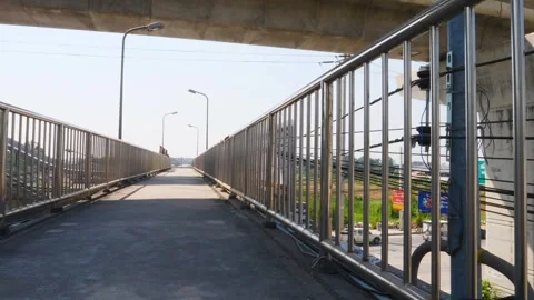 Empty Pedestrian Overpass - A Footbridge Over The Road in Thailand Stock Footage 262144389