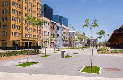Empty Pedestrian Square in Rio de Janeiro 스톡 사진