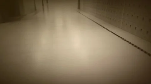 Empty Pedestrian Walkway Blurred Motion In Misty Atmospheric Light Stock Footage 331492664