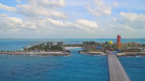 Empty Perfect Day at Coco Cay island during the COVID quarantine Stock Footage 137112098