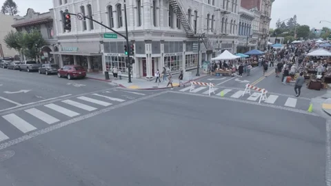 Empty Petaluma Intersection and Street View Stock Footage 318749320