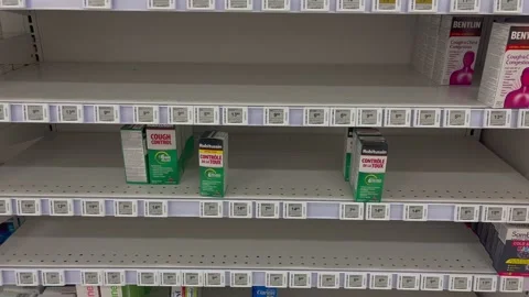 Empty pharmacy shelves Stock-Footage 225522993
