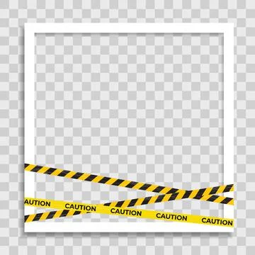 Empty Photo Frame with Caution Warning lines Template for Media Post in Socia イラスト素材