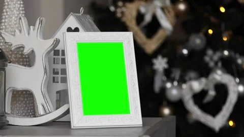 Empty photo frame in christmas interior 動画素材 99462044