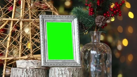 Empty photo frame in christmas interior 動画素材 99609895