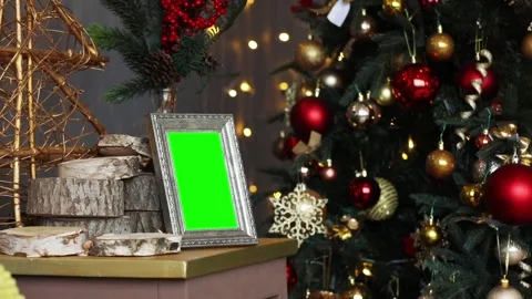 Empty photo frame in christmas interior 動画素材 99610099