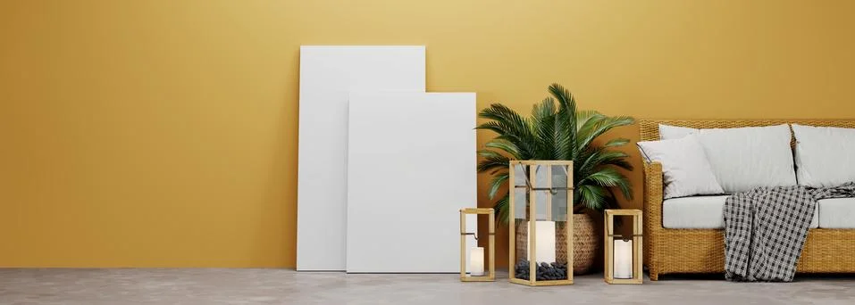 Empty photo frame for mockup, 3D rendering.Mockup Illustrazione stock