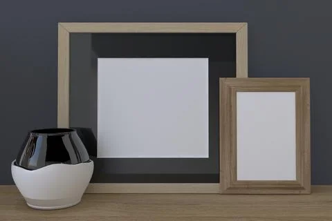 Empty Photo Frame Mockup Design Mockup Stock Illustration