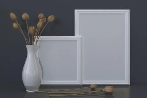 Empty Photo Frame Mockup Design Mockup Stock Illustration