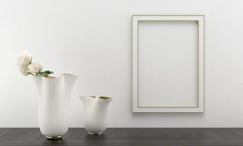 Empty Photo Frame Mockup Design Mockup Stock Illustration