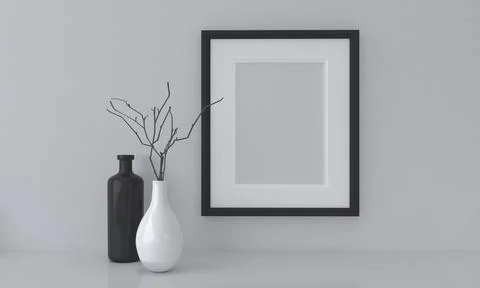 Empty Photo Frame Mockup Design Mockup Stock Illustration