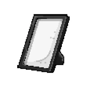 Empty photo frame pixel art vector illustration Stock Illustration