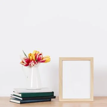 Empty photo frame table. High quality photo Stock Photos