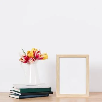 Empty photo frame table Stock Photos