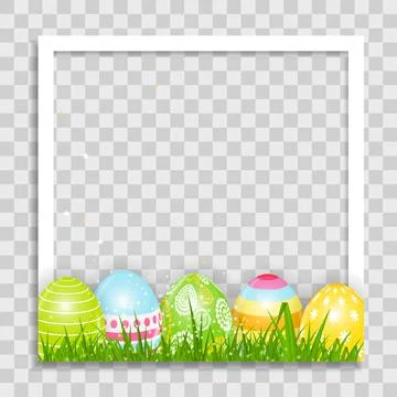 Empty Photo Frame Template with Easter Eggss for Media Post in Social Network Stock Illustration