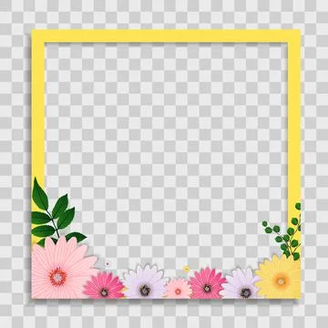 Empty Photo Frame Template with Spring Flowers for Media Post in Social Netwo イラスト素材