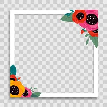 Empty Photo Frame Template with Spring Flowers for Media Post  in Social Netw イラスト素材