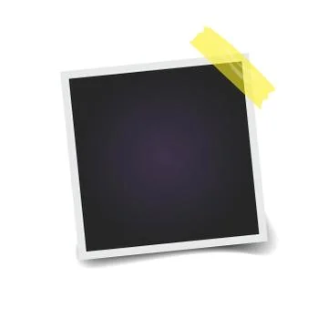 Empty photo frame on a transparent background. Yellow scotch tape. Vector ill Stock Illustration