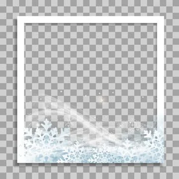 Empty Photo Frame with Winter Snow Template for Media Post in Social Network. Illustrazione stock