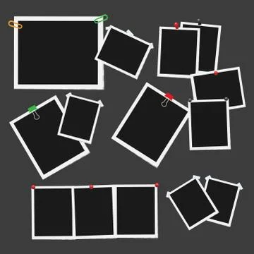 Empty Photo Frames Attached with Pins Vector Set Illustrazione stock