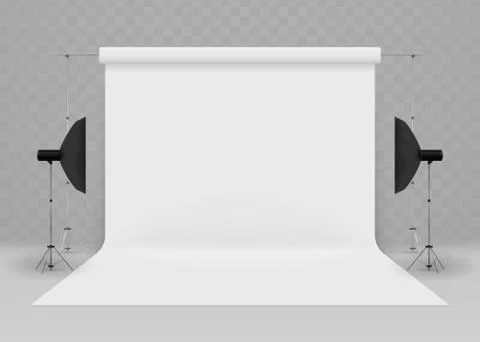 Empty photo studio with lighting equipment isolated on transparent background Stock Illustration
