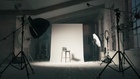 Empty photo studio with professional equipment Stock Footage 331436452