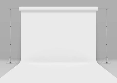 Empty photo studio. Realistic 3D template mock up. isolated on grey backgroun Stock Illustration