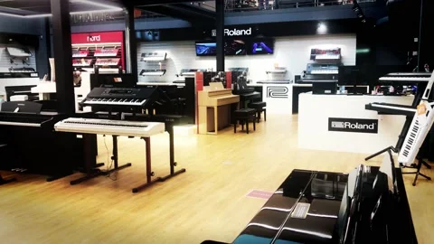 Empty piano store Stock Footage 134977666