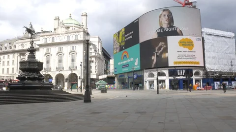 Empty Piccadilly Circus in London during Coronavirus Pandemic Stock Footage 129504198