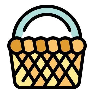 Empty picnic basket with braided border and checkered pattern waiting to be.. Stockillustratie