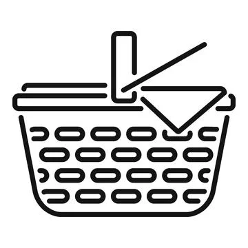 Empty picnic basket closed with checkered blanket waiting for food Ilustração Stock
