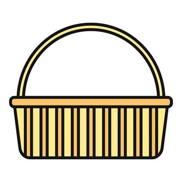 Empty picnic basket with handle icon vector Illustration