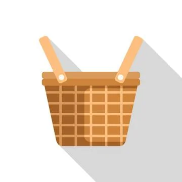 Empty picnic basket with lid and wooden handles closed Illustration