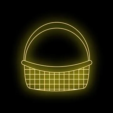 Empty picnic basket neon glowing outline Stock Illustration