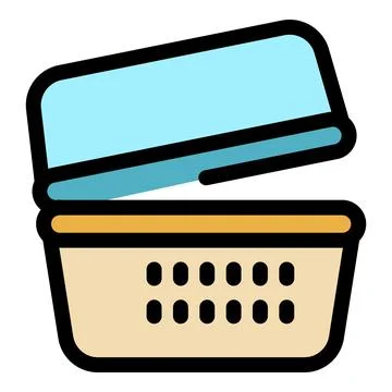 Empty picnic basket opening with blue lid for outdoor lunch Illustrazione stock